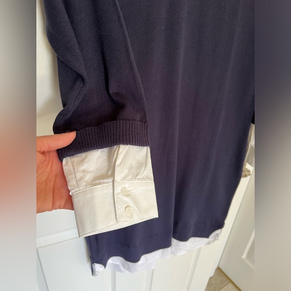 Adorable Venus v-neck layered sweater dress. Navy/white. NWOT. Large. - Picture 5 of 11